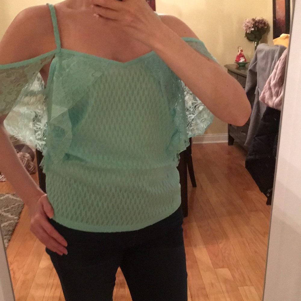 Sale! Light Blue lace top. Stylish and flirty - Picture 3 of 5